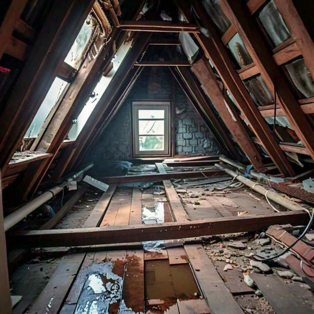 damaged attic