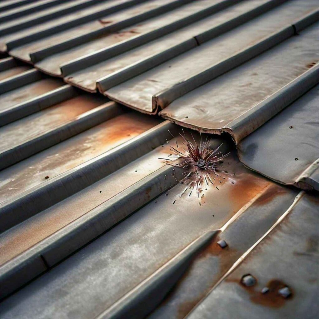 stray objects on metal roof